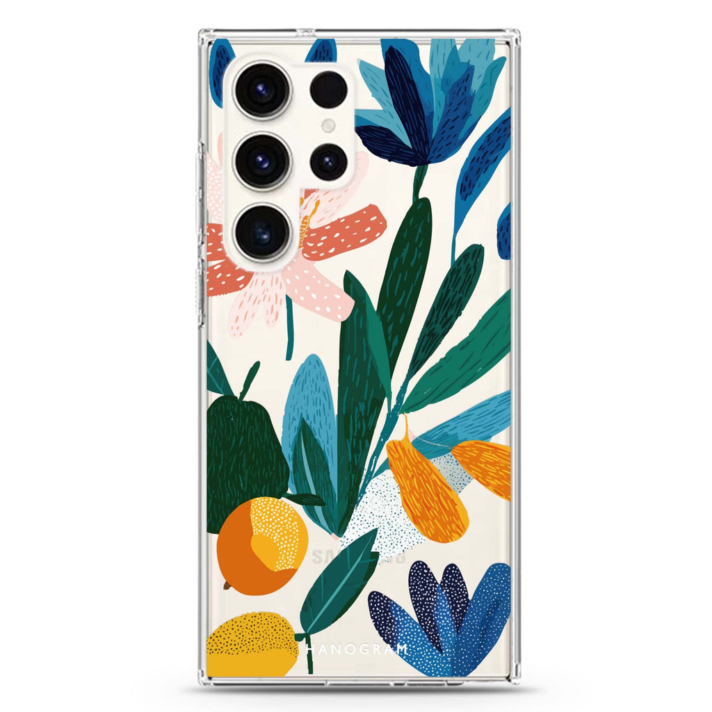 Bloom & Citrus Samsung Galaxy Ultra 透明保護殼，適用 S26/S25/S24/S23 Ultra，圖1