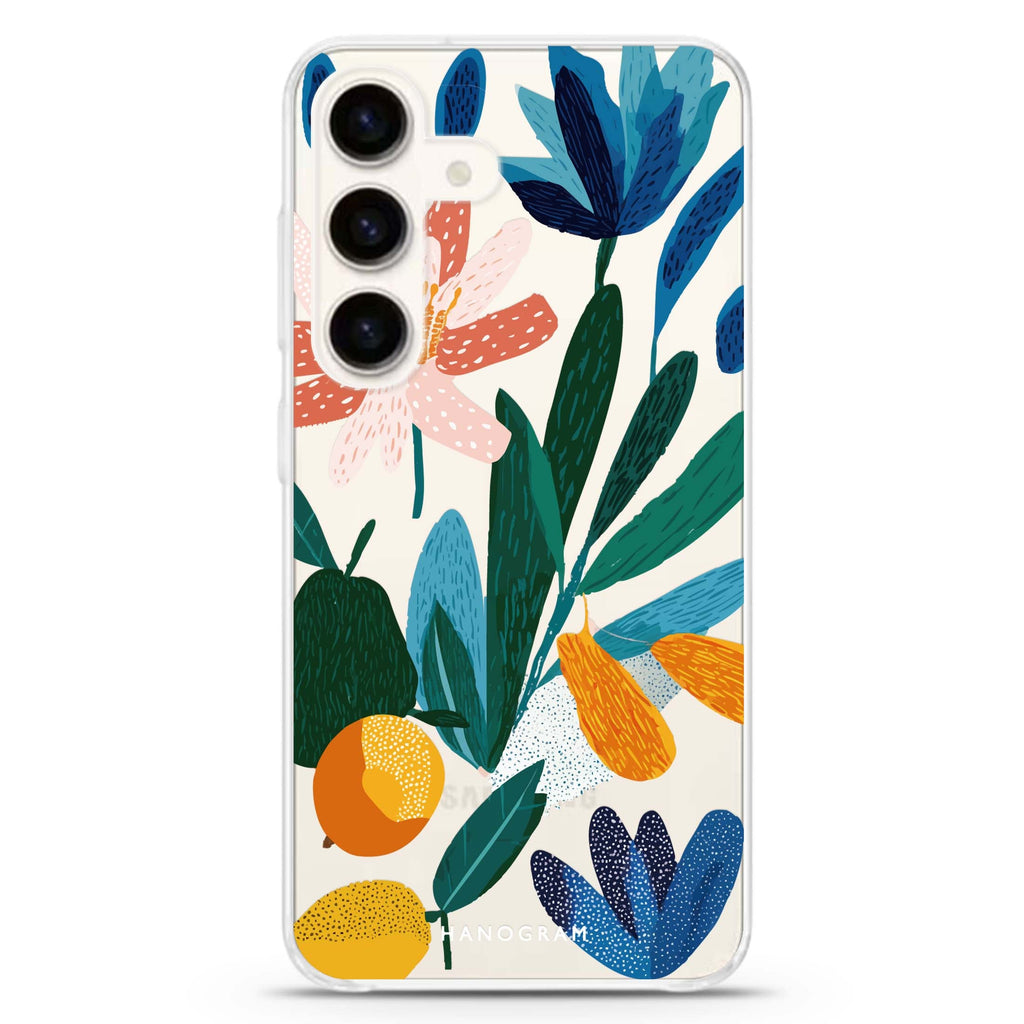 Bloom & Citrus Samsung Galaxy S26/S25/S24 水晶透明保護殼正面展示