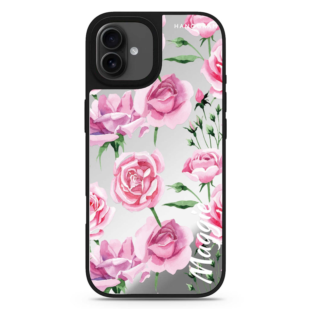 Pink Rose iPhone 17 花卉鏡面手機殼 主圖設計