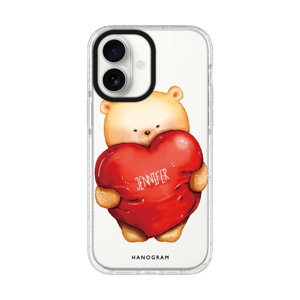 Bear Hug iPhone 17 水晶透明保護殼正面展示