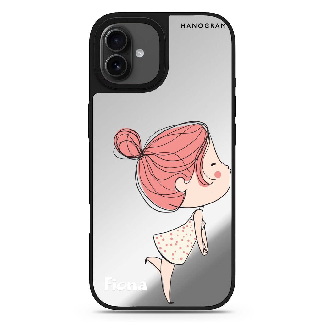 Cute girl kissing iPhone 17 愛心鏡面手機殼 主圖設計