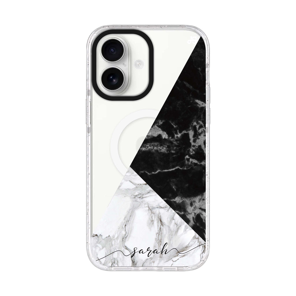 Black And White Marble iPhone 17 水晶透明保護殼正面展示