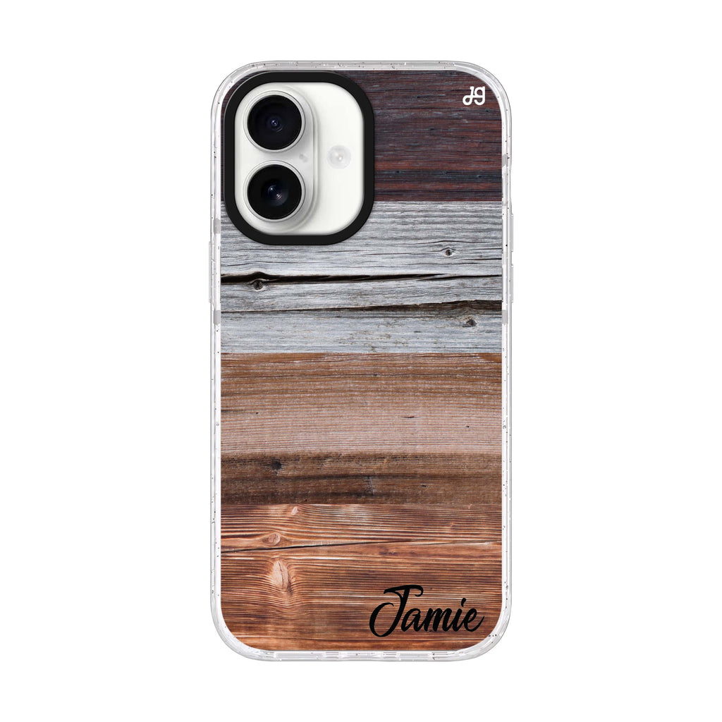 Wood Grain Varigegated iPhone 17 水晶透明保護殼正面展示