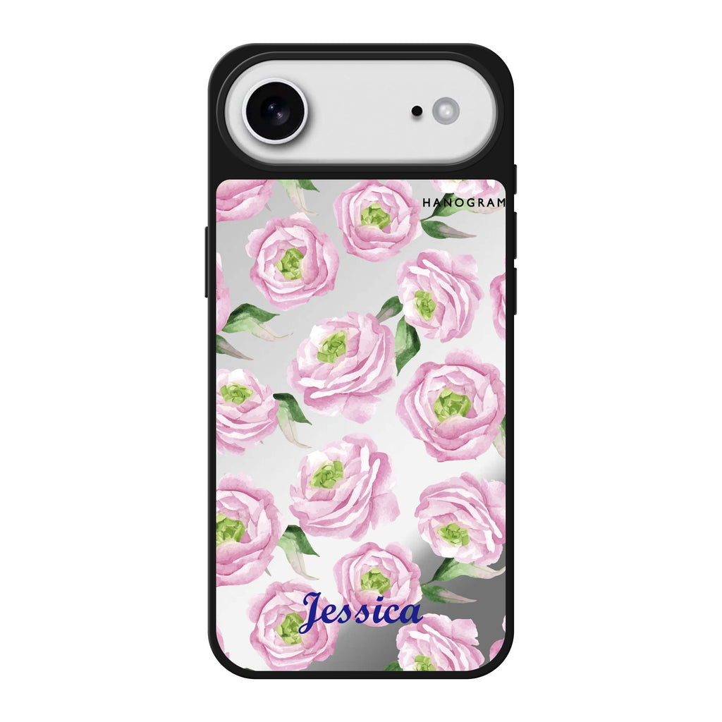 Watercolor pink floral 鏡面手機殼