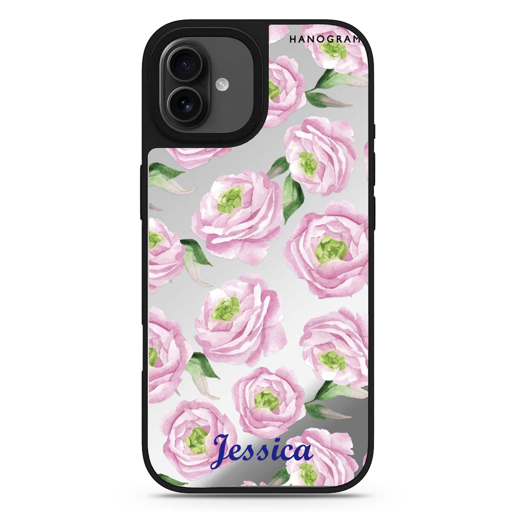 Watercolor pink floral iPhone 17 水彩鏡面手機殼 主圖設計