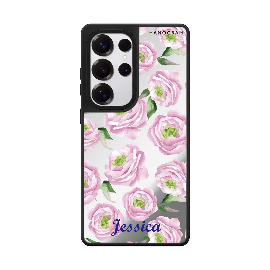 Watercolor pink floral 鏡面手機殼