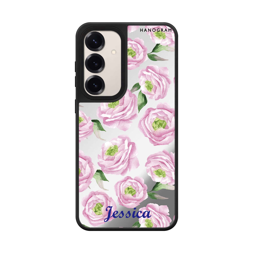 Watercolor pink floral 鏡面手機殼