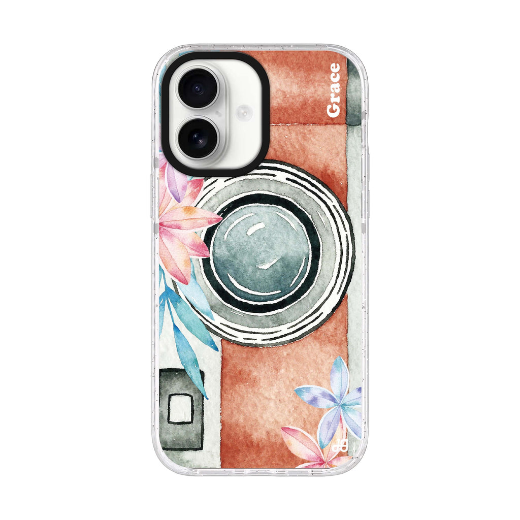 Watercolor Camera iPhone 17 水晶透明保護殼正面展示