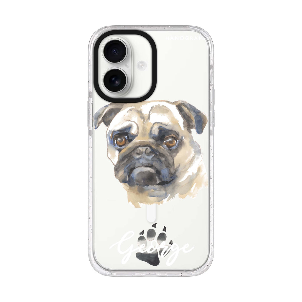 Pug iPhone 17 水晶透明保護殼正面展示