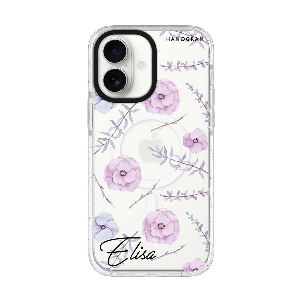 Vibrant Floral iPhone 17 水晶透明保護殼正面展示