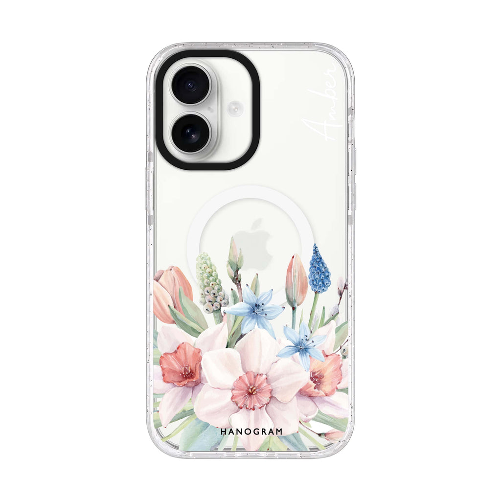 My Glamour Floral iPhone 17 水晶透明保護殼正面展示