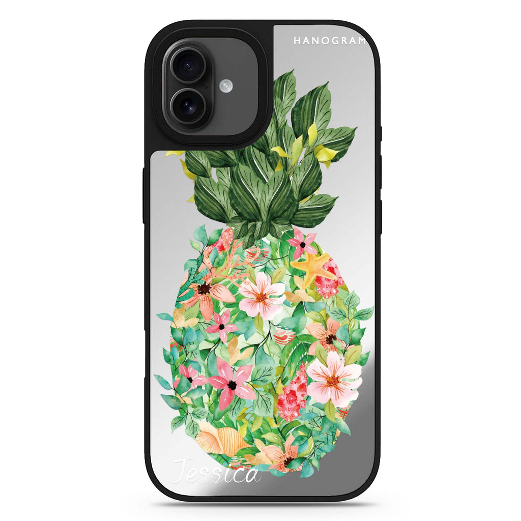 Floral Pineapple iPhone 17 花卉鏡面手機殼 主圖設計