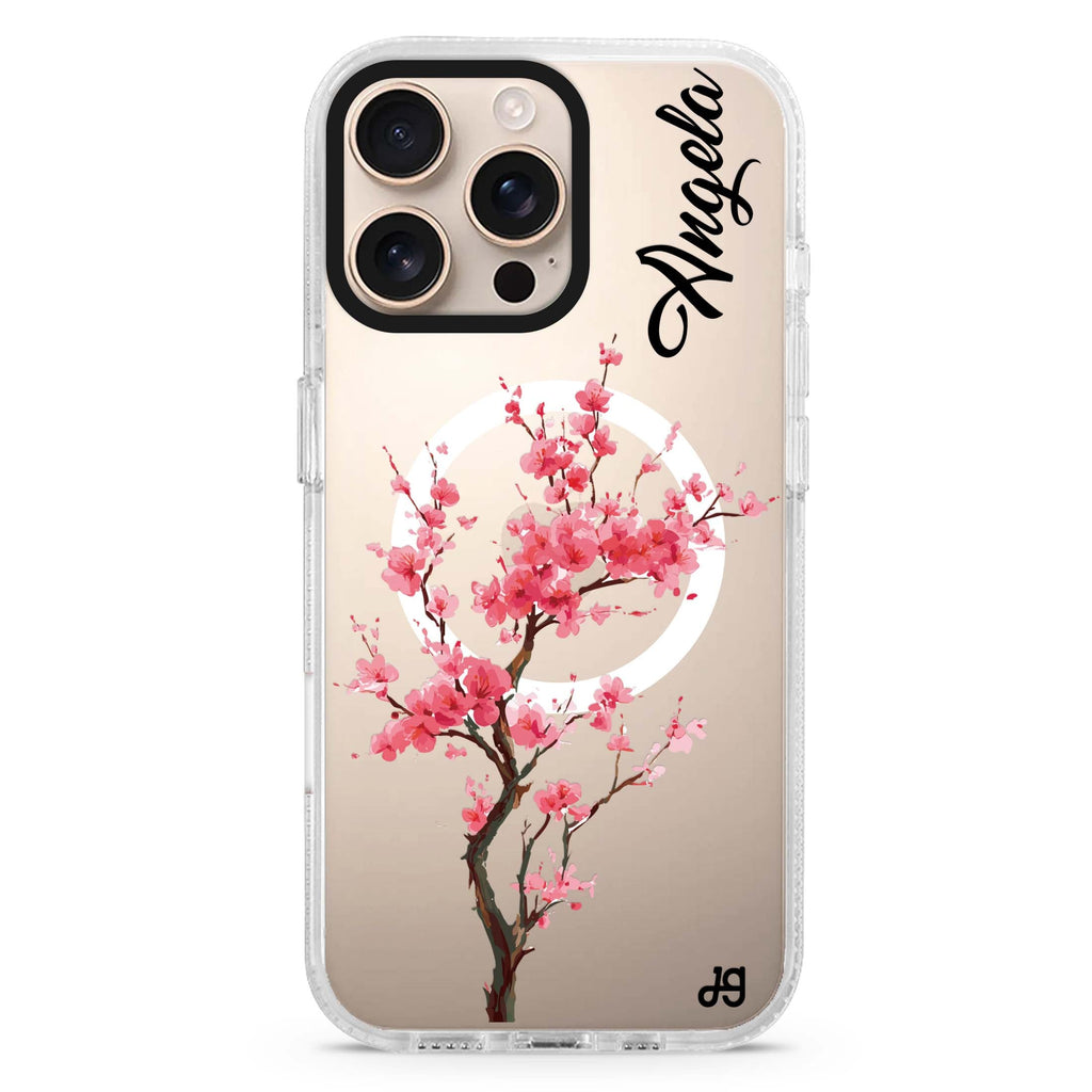 Pink Sakura Magsafe 兼容水晶透明保護殼