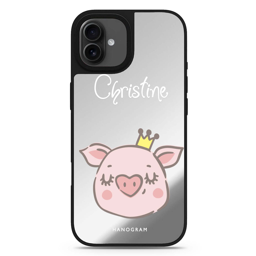 Piggy Queen iPhone 17 可愛動物鏡面手機殼 主圖設計