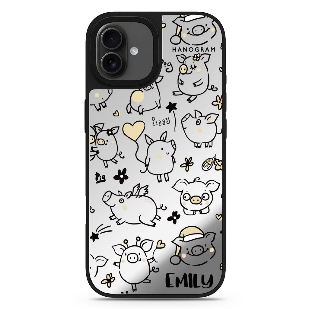 Lovely Piggy iPhone 17 可愛動物鏡面手機殼 主圖設計