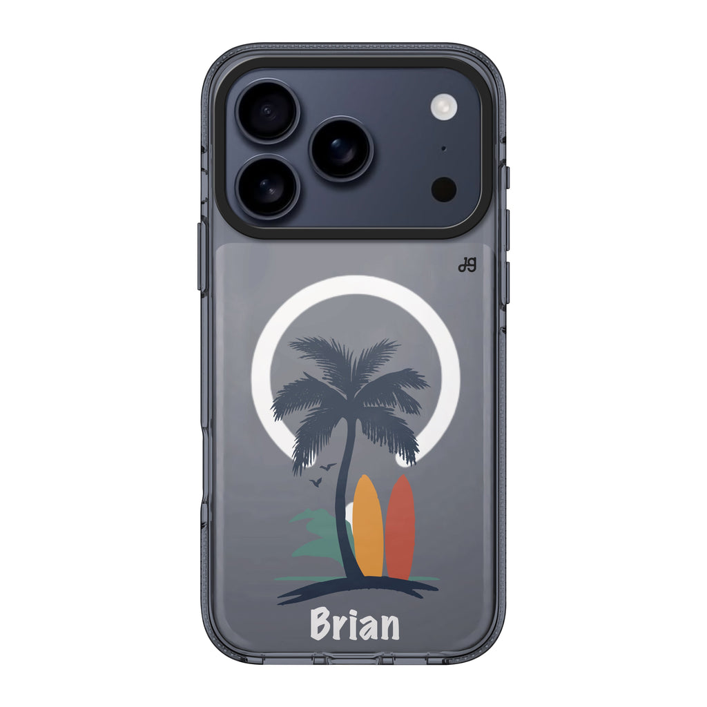 Palm & Board iPhone 17 Pro Max MagSafe 水晶透明保護殼 樹木圖案設計 可自訂名字 圖1