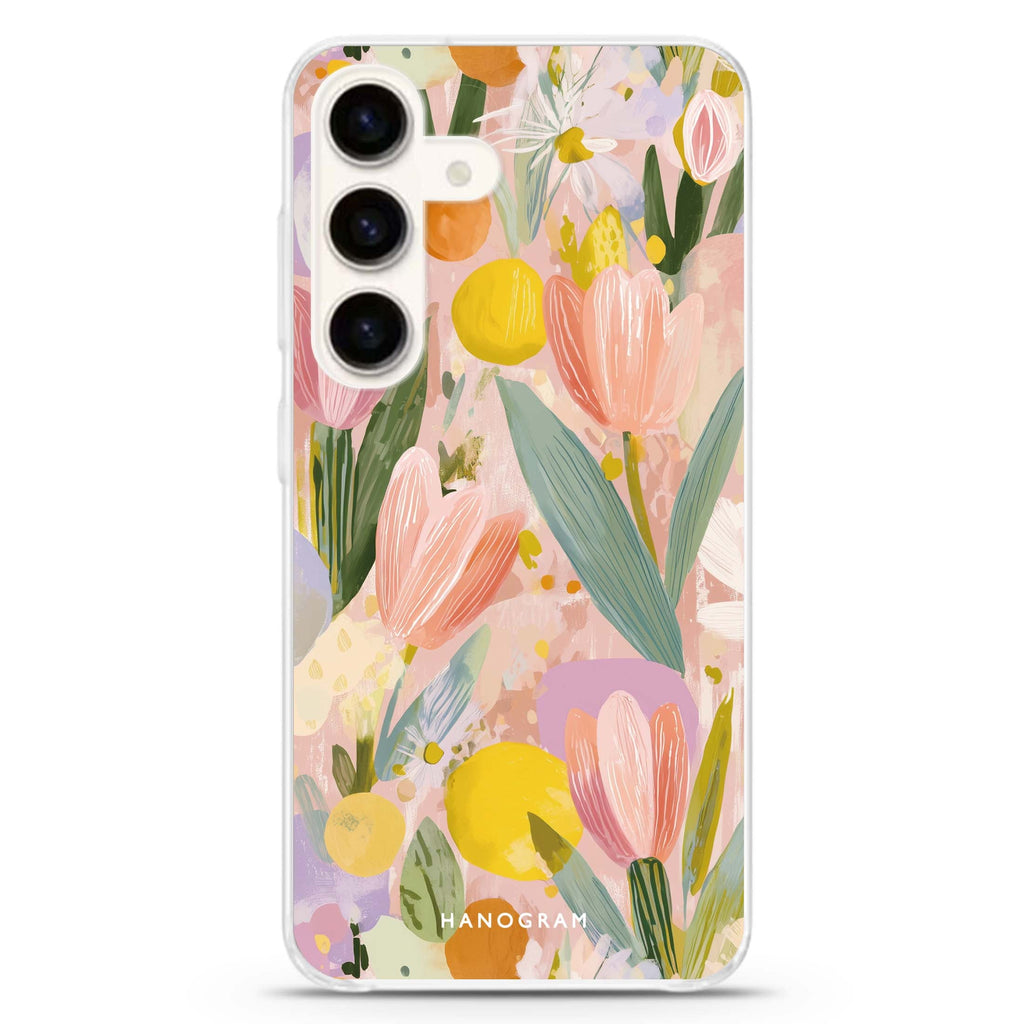Pastel Garden Samsung Galaxy S26/S25/S24 水晶透明保護殼正面展示