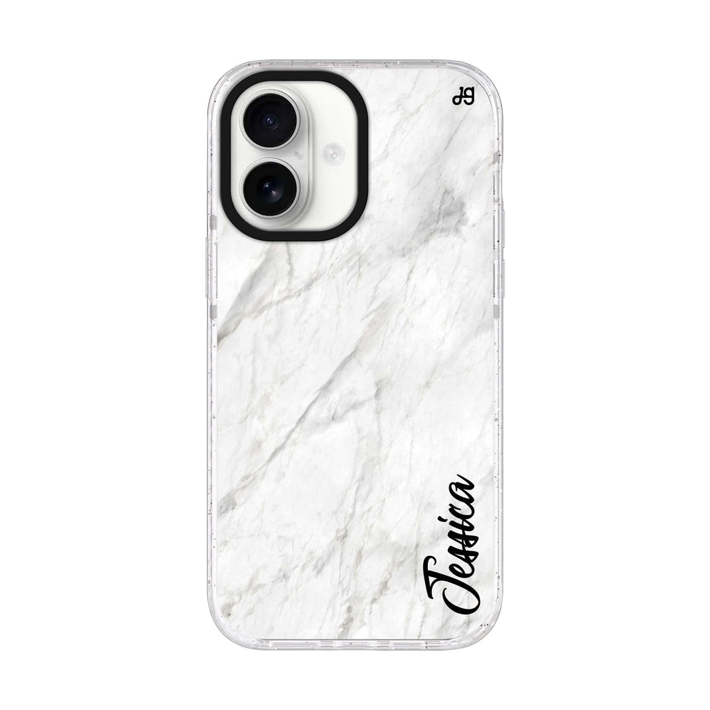 White Marble – Deep Love iPhone 17 水晶透明保護殼正面展示