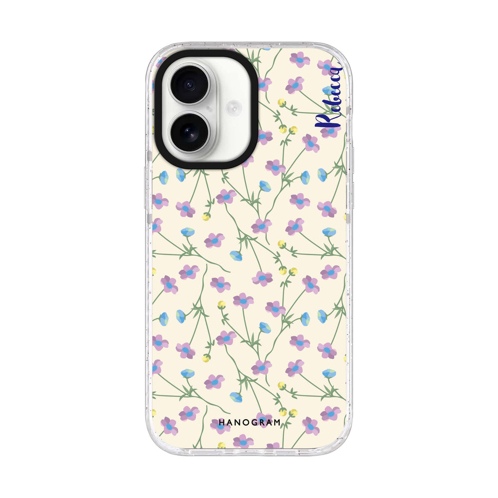 Girly floral iPhone 17 水晶透明保護殼正面展示