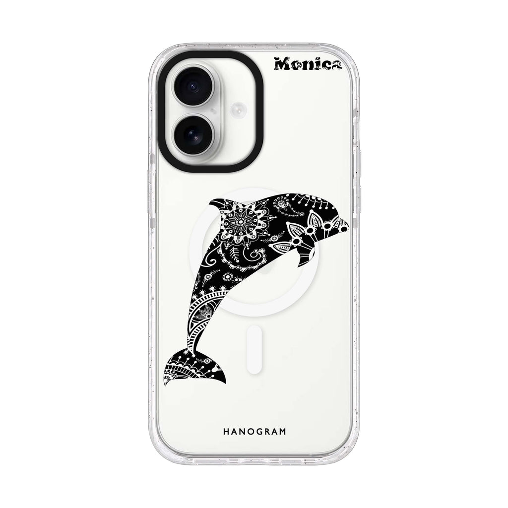 Mandala dolphin iPhone 17 水晶透明保護殼正面展示