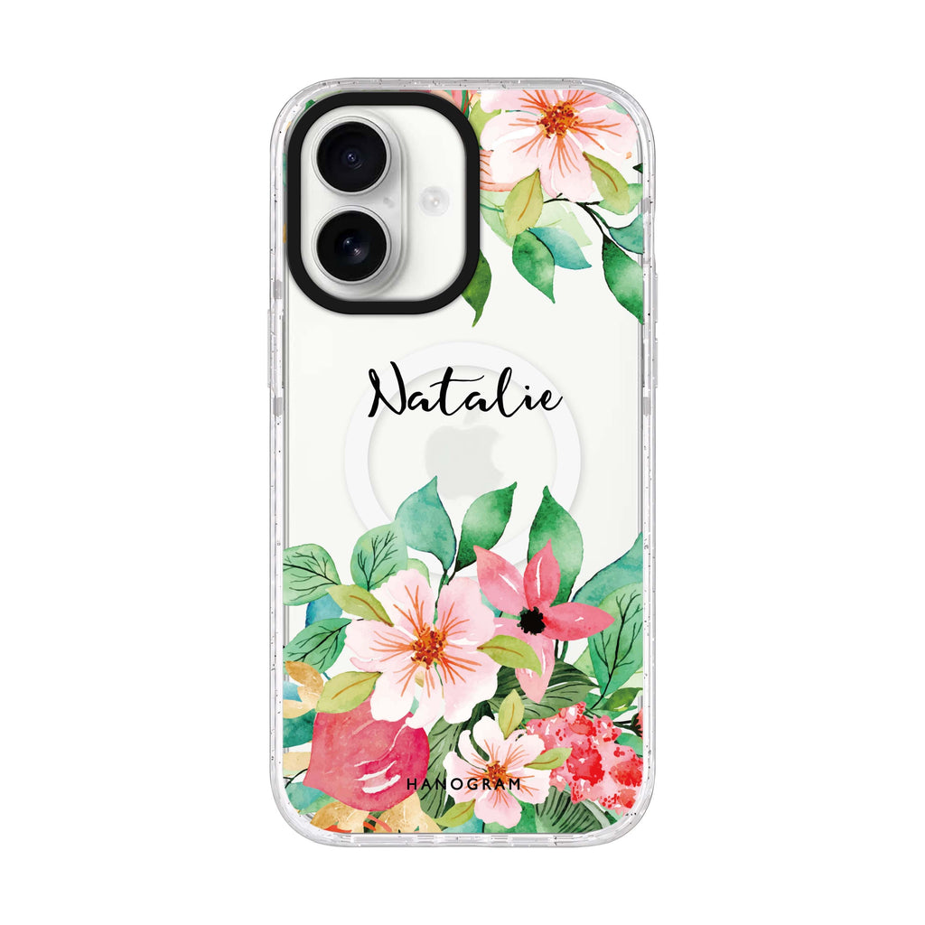 Floral Life iPhone 17 水晶透明保護殼正面展示