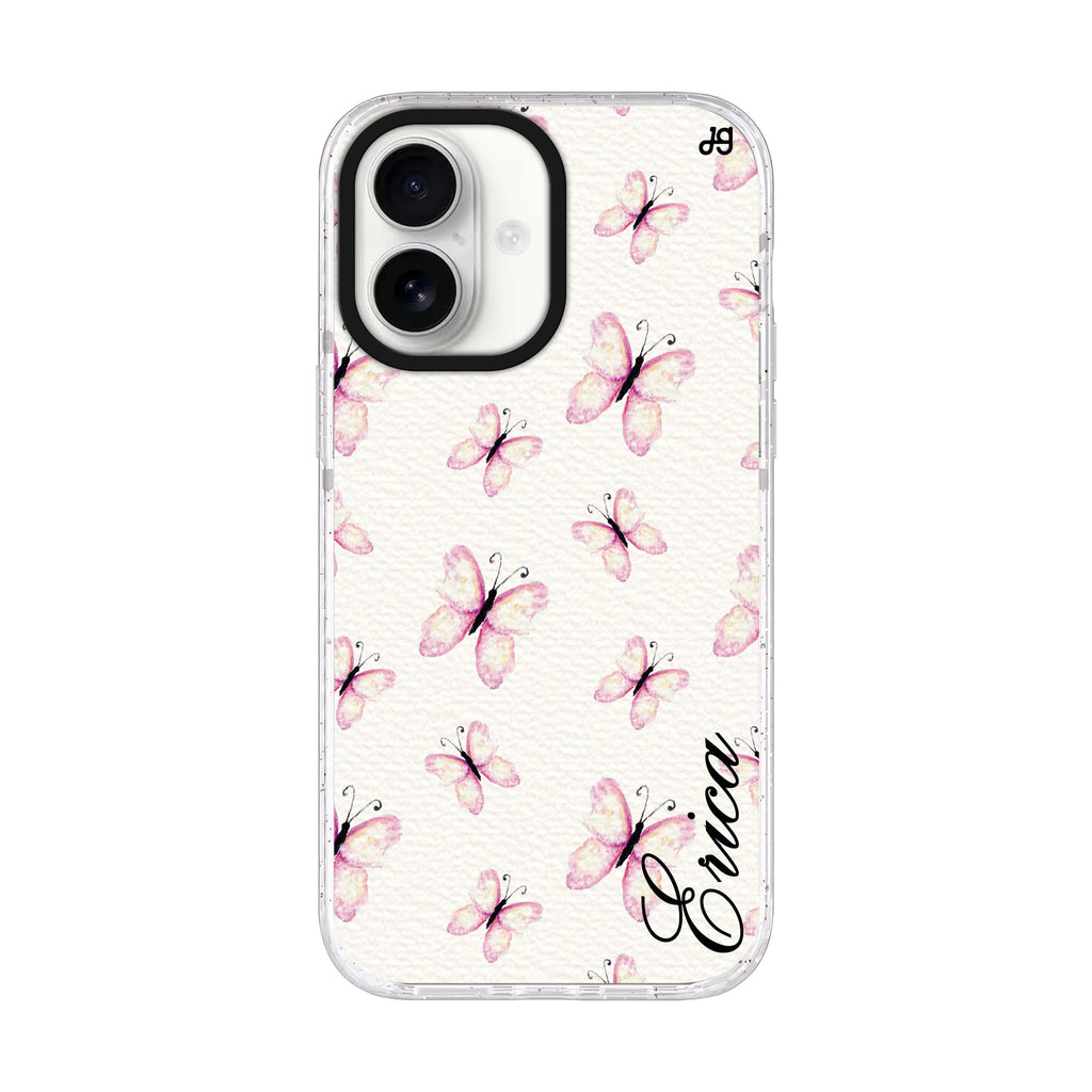 Vintage Butterfly iPhone 17 水晶透明保護殼正面展示