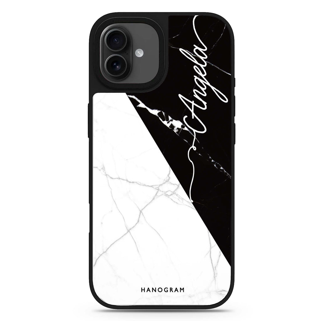 Black And White Marble 款式2 iPhone 17 大理石紋鏡面手機殼 主圖設計