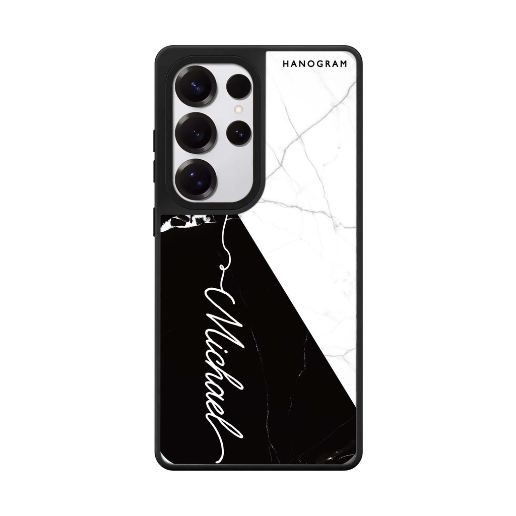 White And Black Marble 鏡面手機殼