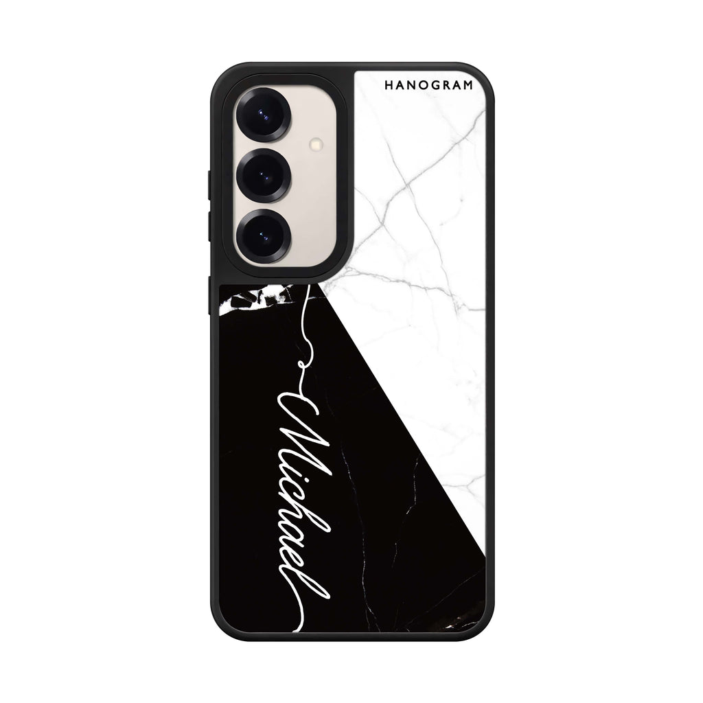 White And Black Marble 鏡面手機殼