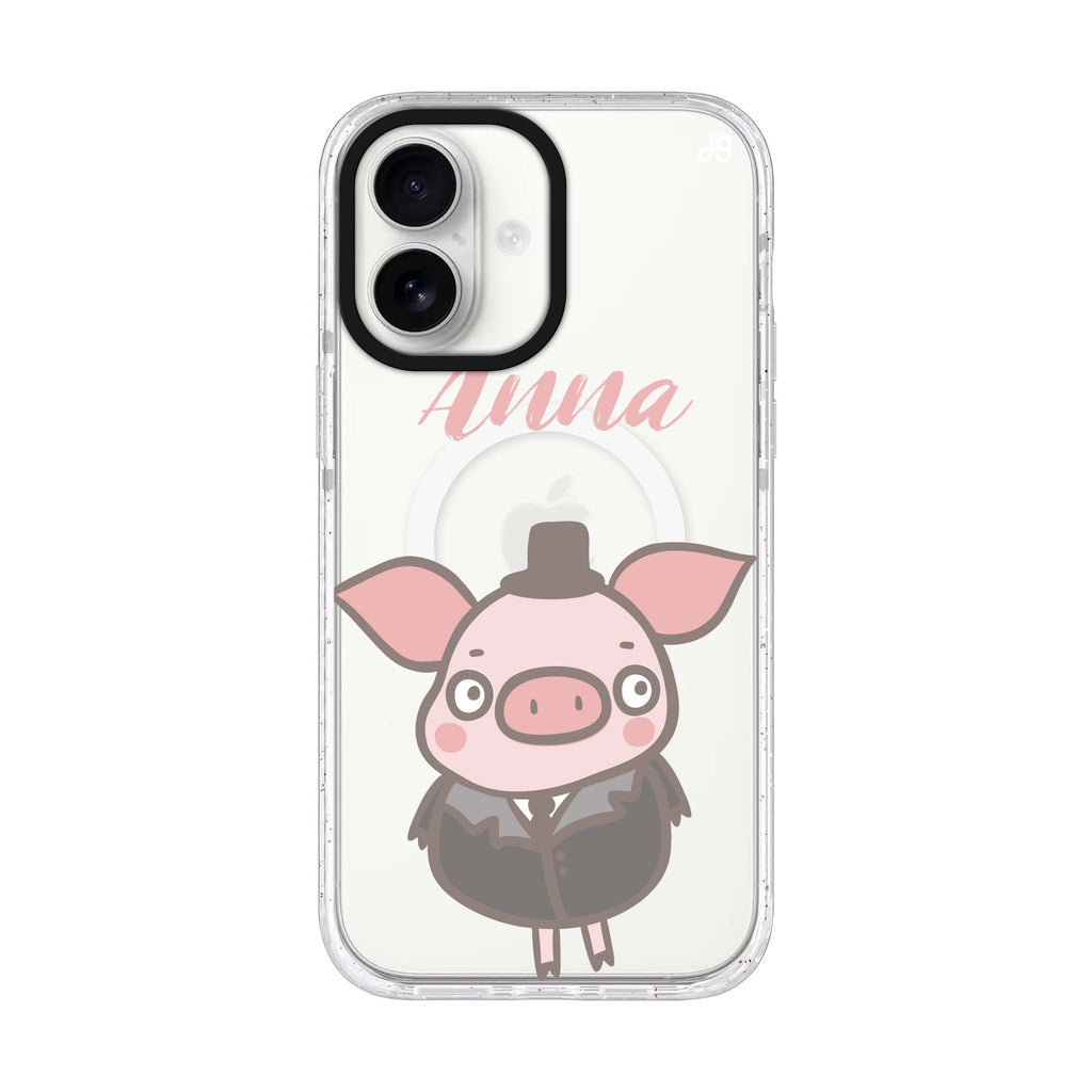 Funny Piggy iPhone 17 水晶透明保護殼正面展示