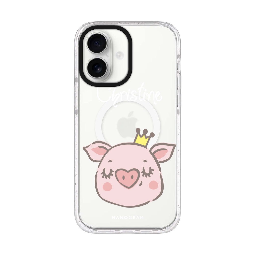 Piggy Queen iPhone 17 水晶透明保護殼正面展示