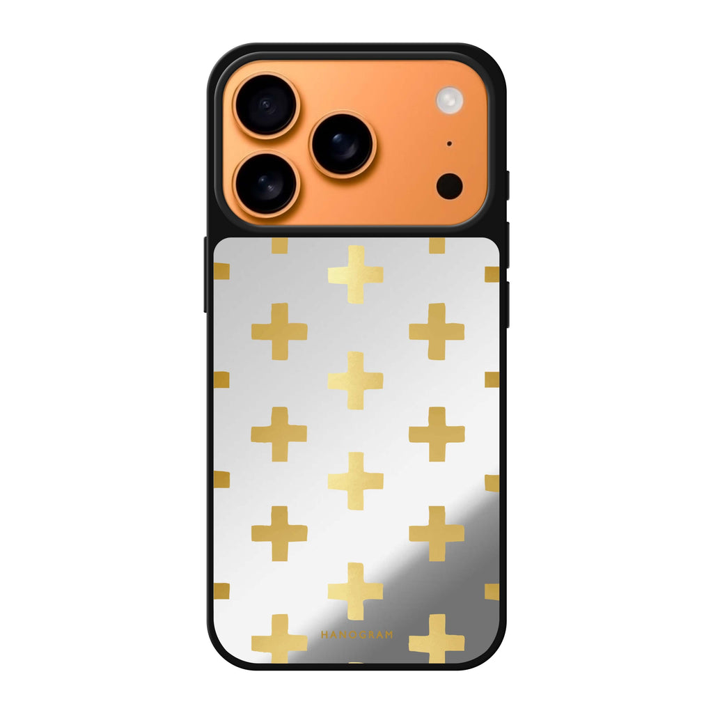 Gold Grid 金色圖案 iPhone 17 Pro Max 鏡面手機殼主圖