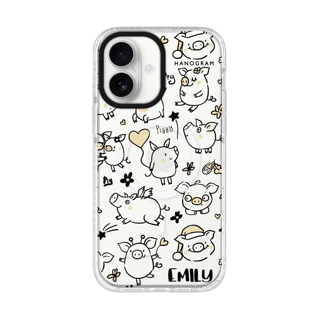 Lovely Piggy iPhone 17 水晶透明保護殼正面展示