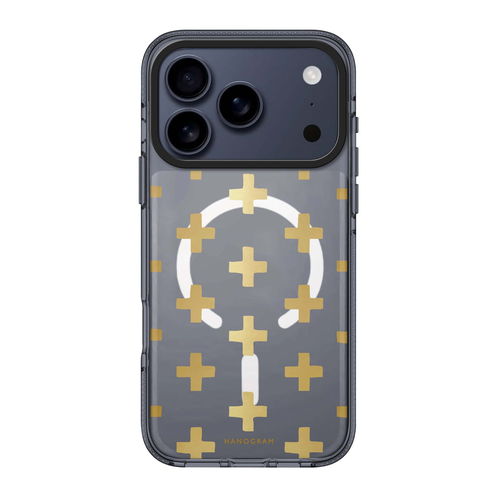 Gold Grid iPhone 17 Pro Max MagSafe 水晶透明保護殼 圖案款設計 圖1