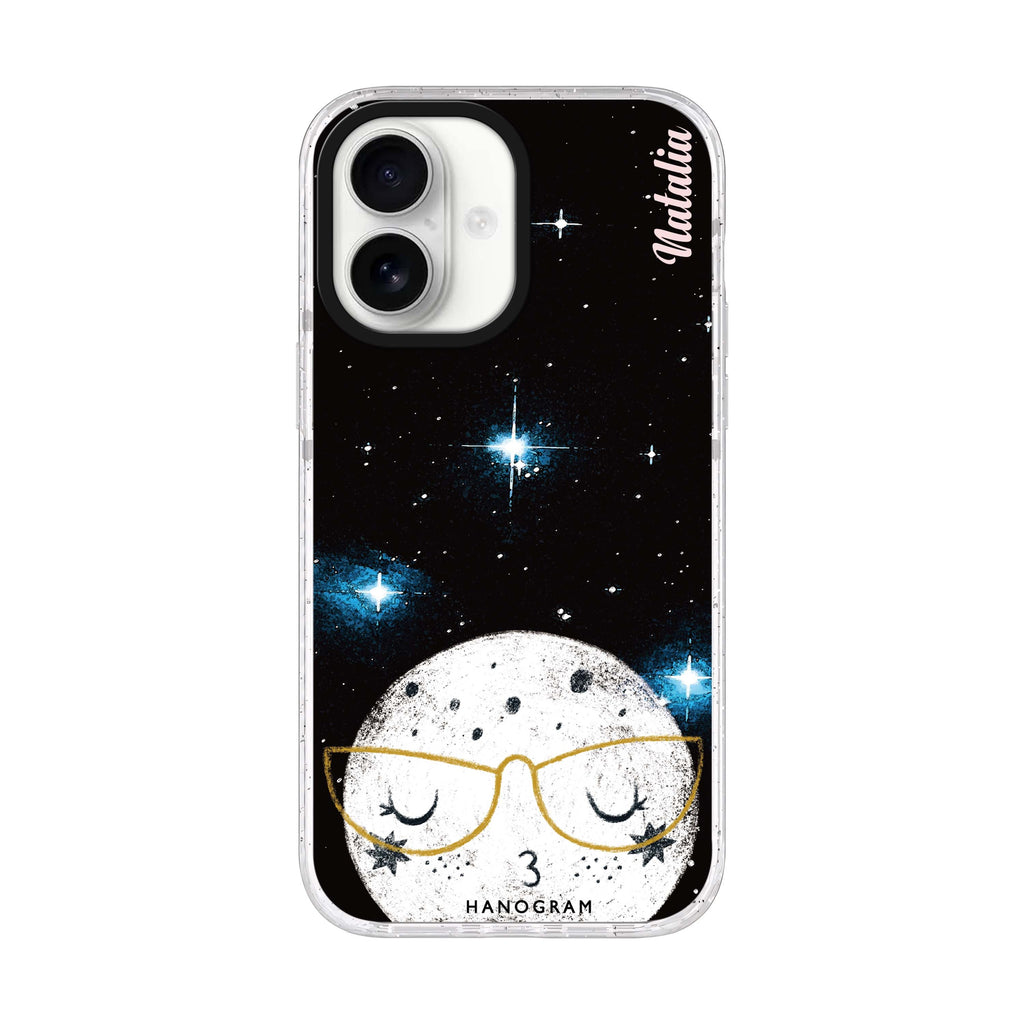 Glasses Moon iPhone 17 水晶透明保護殼正面展示