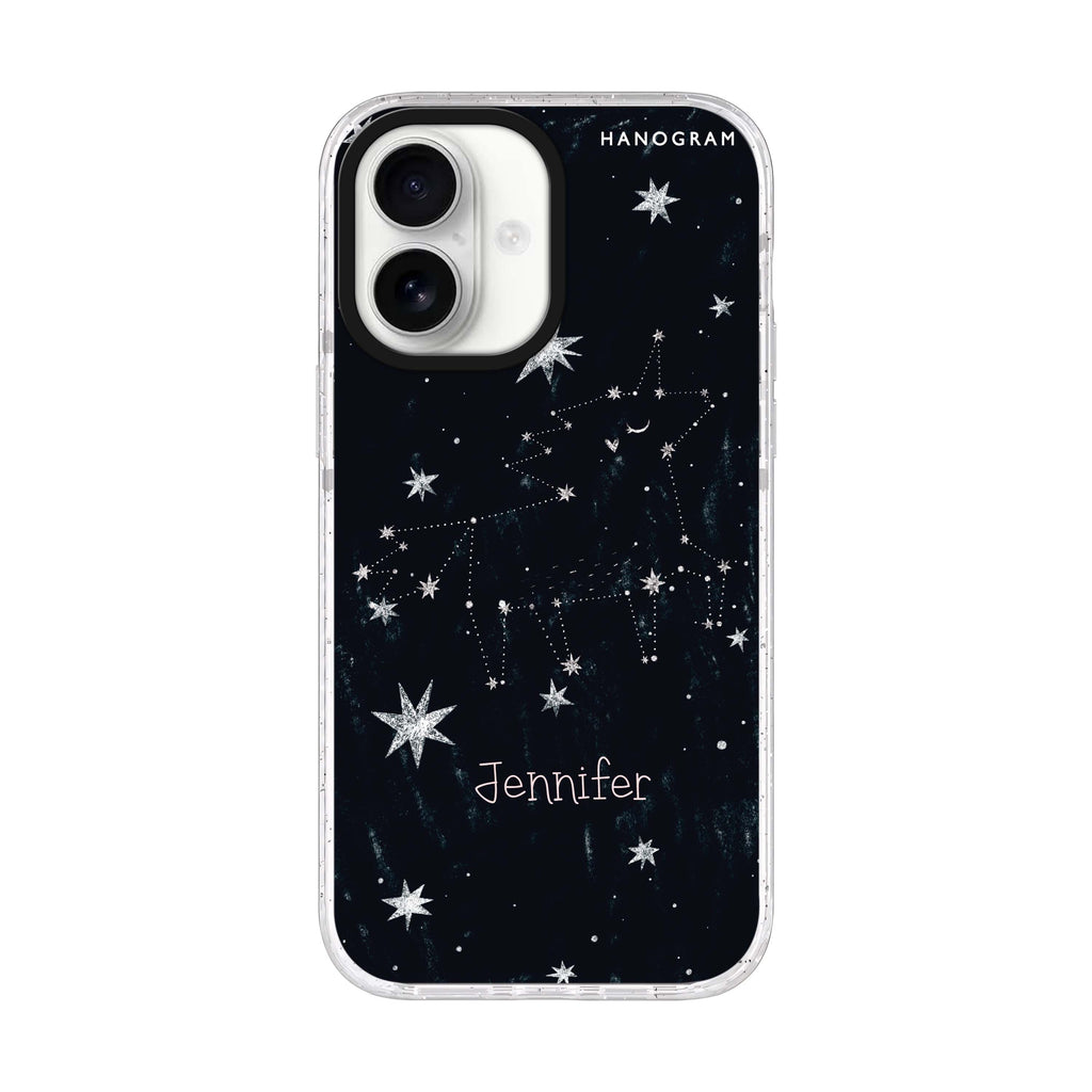 Unicorn Night iPhone 17 水晶透明保護殼正面展示