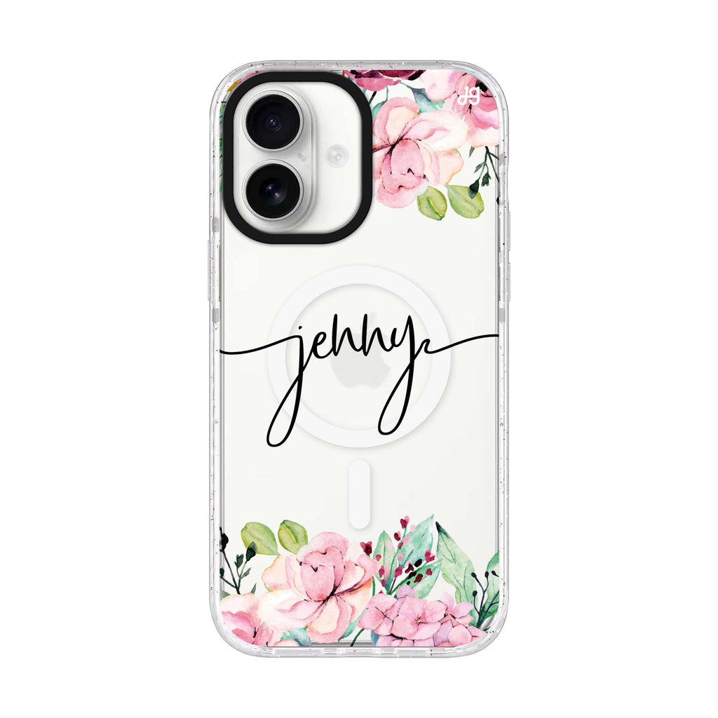 Floral Dream I iPhone 17 水晶透明保護殼正面展示