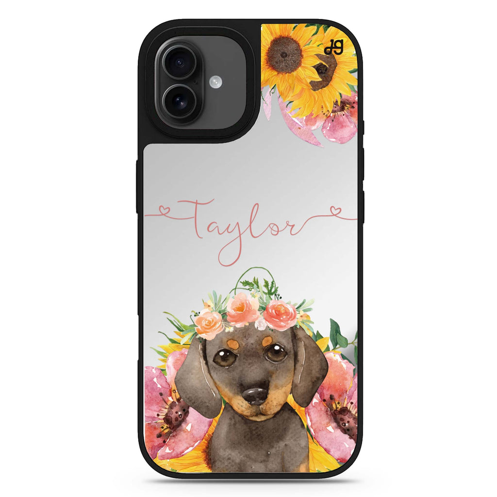 Sunflower Puppy iPhone 17 狗狗鏡面手機殼 主圖設計
