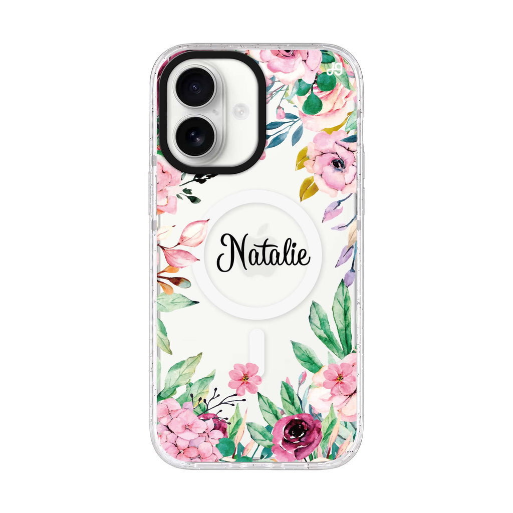 Floral Dream II iPhone 17 水晶透明保護殼正面展示