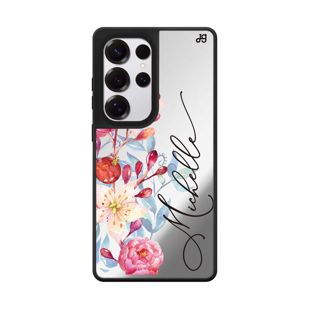 Pink Watercolor Floral Bouquet 鏡面手機殼