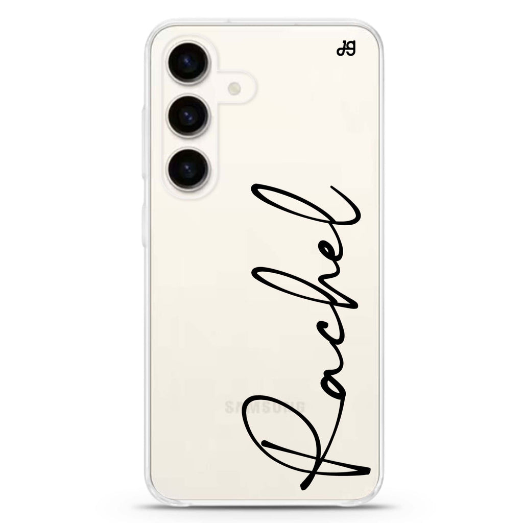 Personalized Script Samsung Galaxy S26/S25/S24 可加名字水晶透明保護殼正面展示