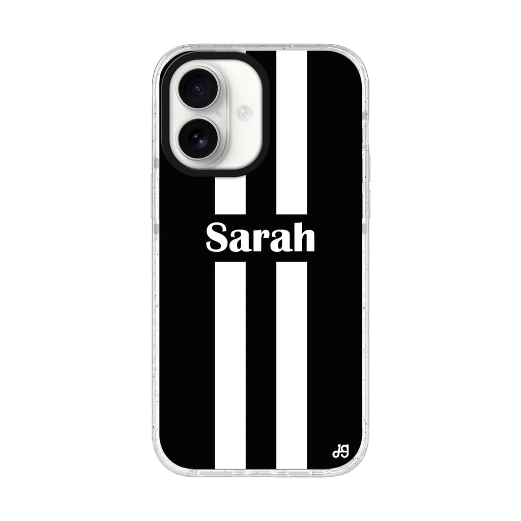 Black and white Stripes iPhone 17 水晶透明保護殼正面展示