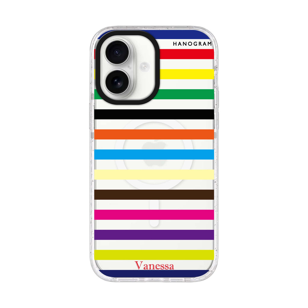 colorful stripe iPhone 17 水晶透明保護殼正面展示