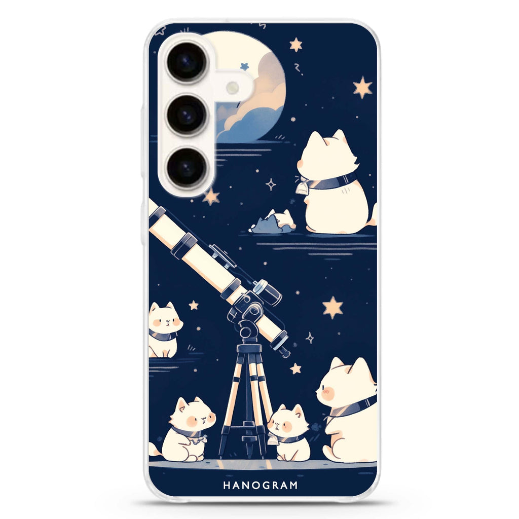 Stargazer Purr Samsung Galaxy S26/S25/S24 水晶透明保護殼正面展示