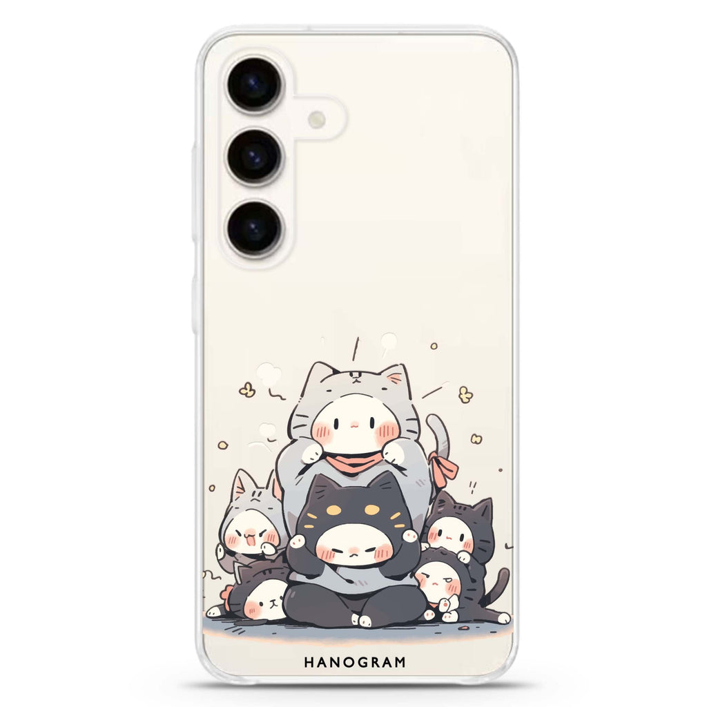 Feline Asana Lesson Samsung Galaxy S26/S25/S24 水晶透明保護殼正面展示