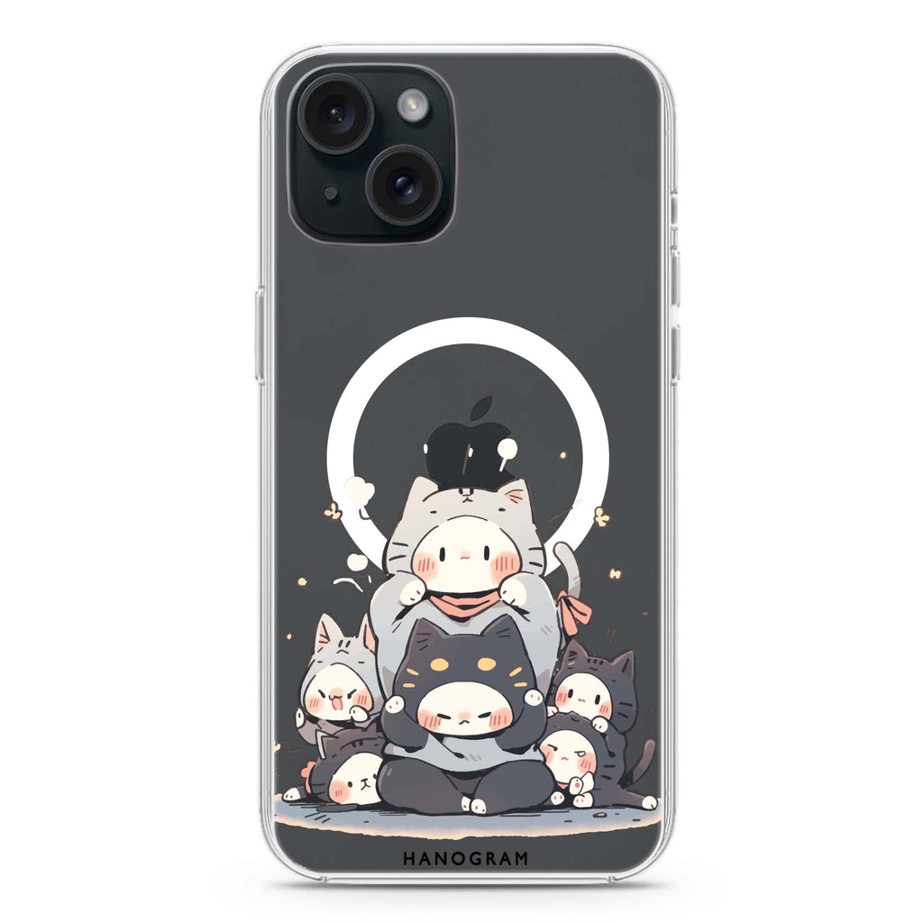 Feline Asana Lesson iPhone 15 Magsafe 兼容水晶透明保護殼