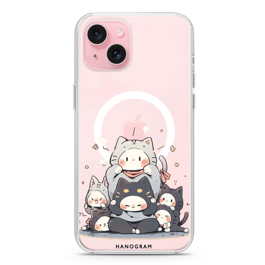 Feline Asana Lesson iPhone 15 Plus Magsafe 兼容水晶透明保護殼