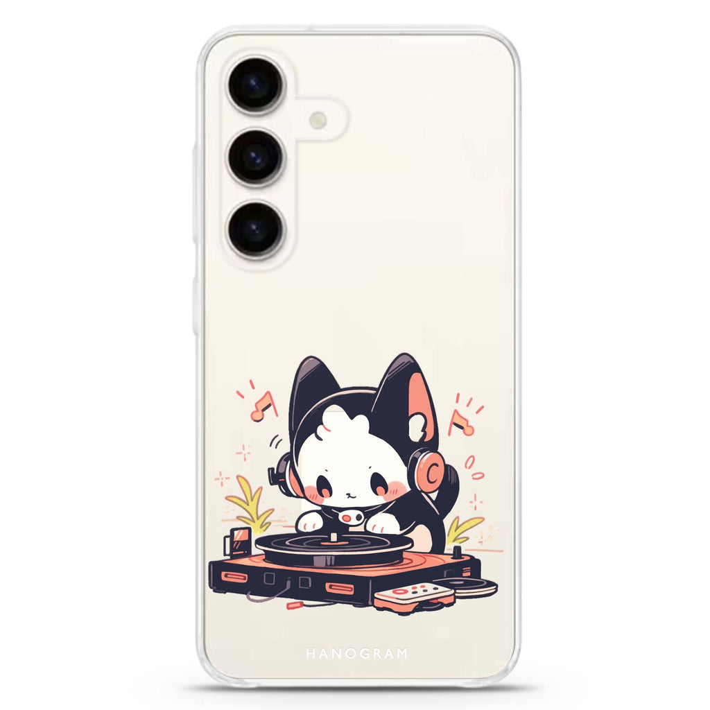 DJ Paws Play Samsung Galaxy S26/S25/S24 水晶透明保護殼正面展示