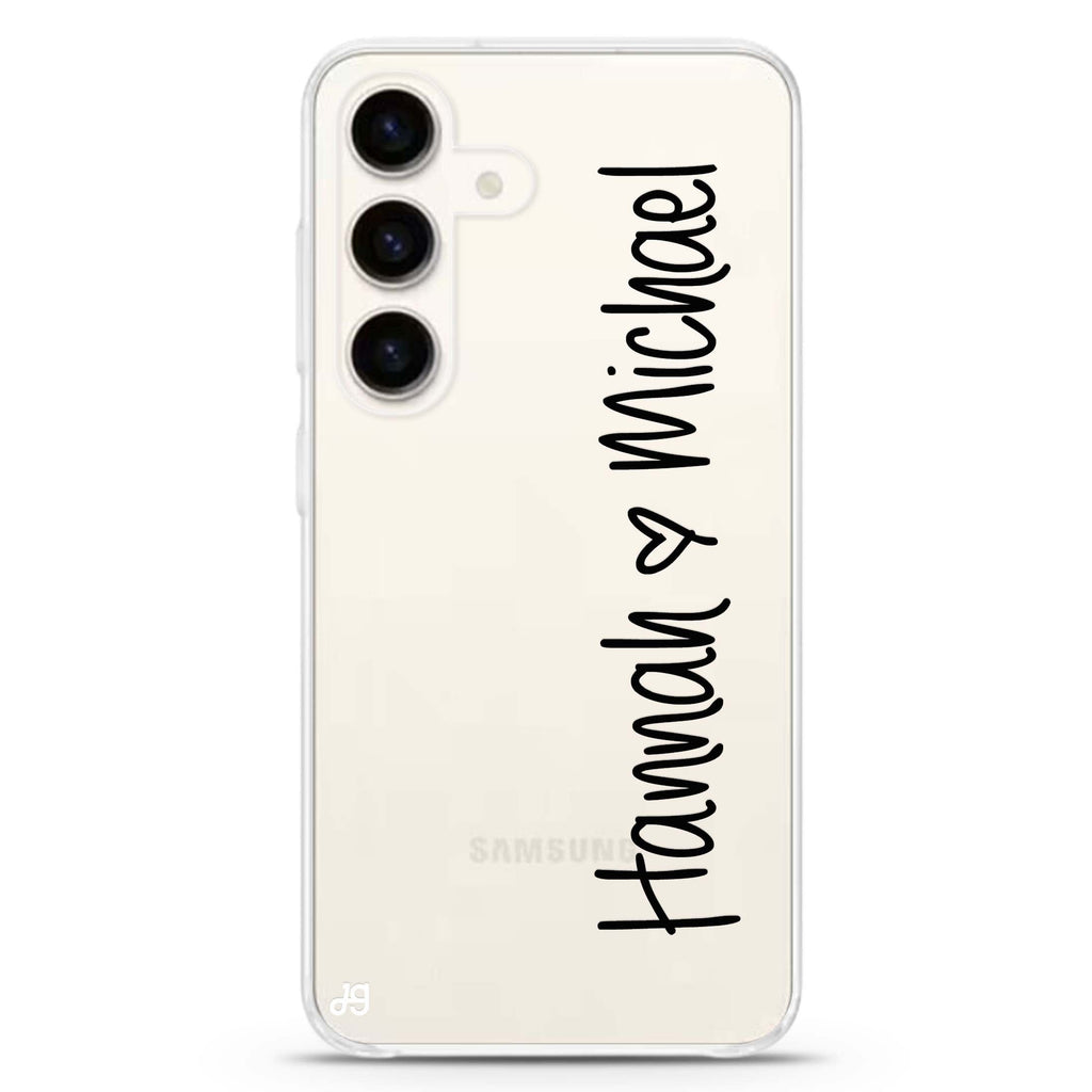 Vertical Names Samsung Galaxy S26/S25/S24 可加名字水晶透明保護殼正面展示