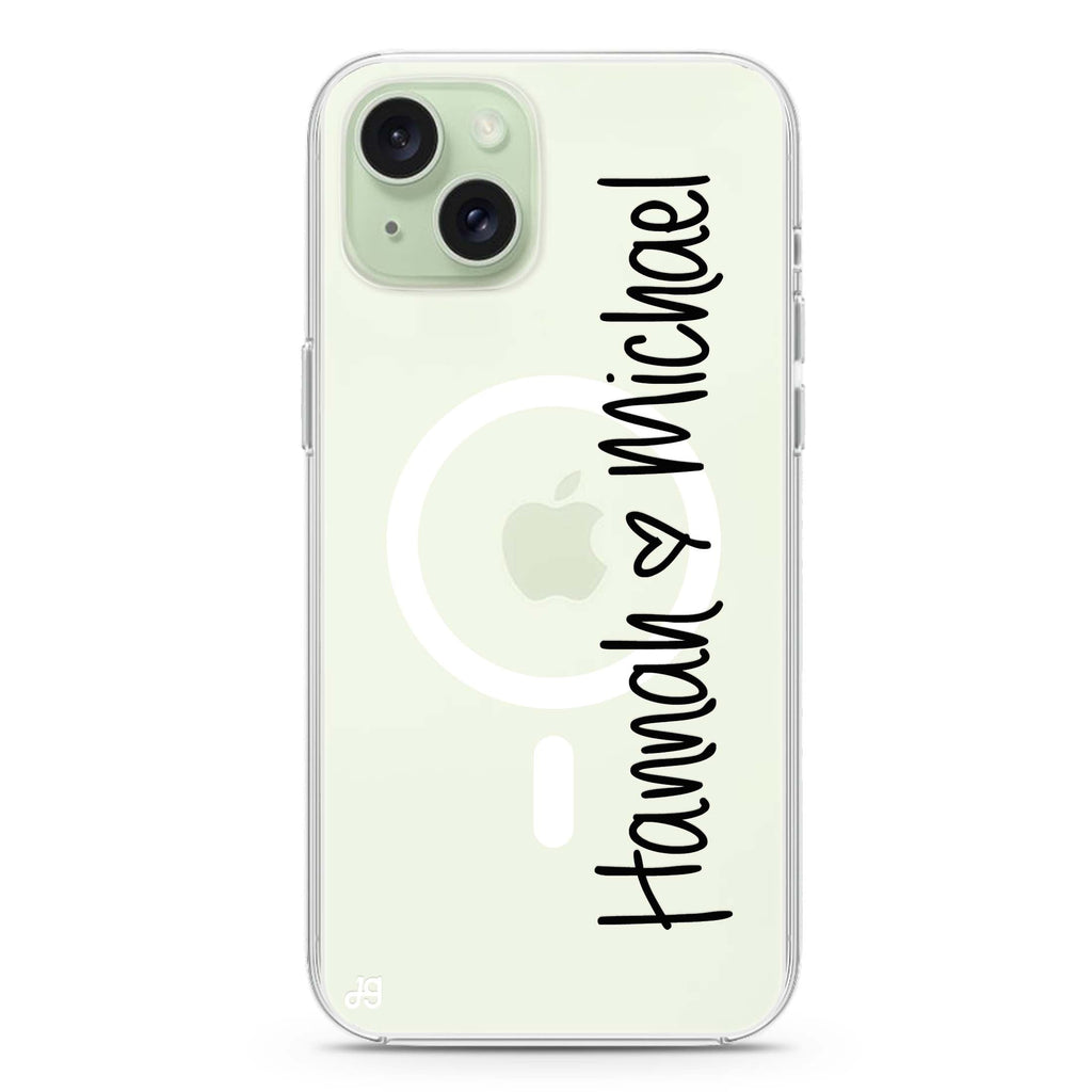 Vertical Names iPhone 15 Magsafe 兼容水晶透明保護殼